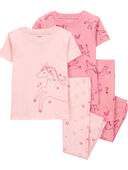 Pink - Toddler 4-Piece Unicorn 100% Snug Fit Cotton Pajamas