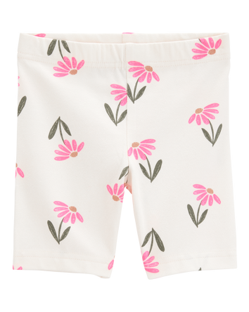 Toddler Floral Bike Shorts - Ivory, 