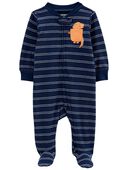 Navy - Baby Dinosaur 2-Way Zip Cotton Sleep & Play Pajamas