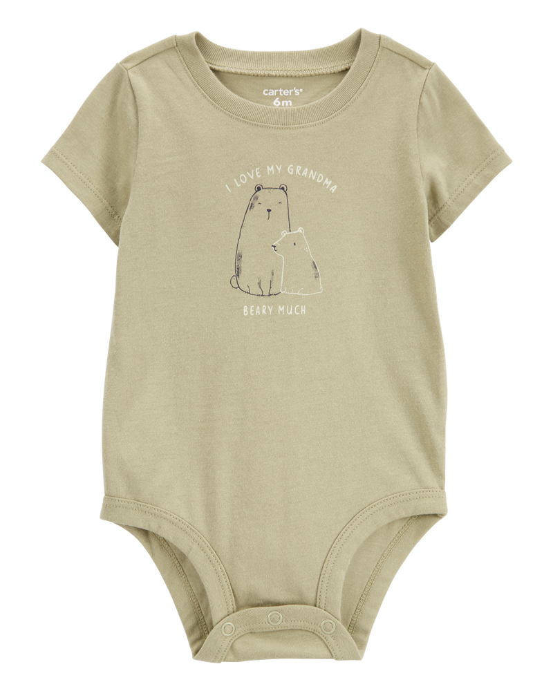 Baby Grandma Short-Sleeve Bodysuit - Olive, image 1 of 3 slides