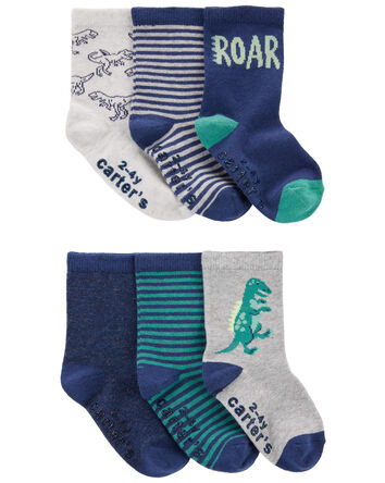 Toddler 6-Pack Dinosaur Socks, 