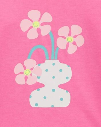 Kid Flower Cotton Blend Graphic Tee, 