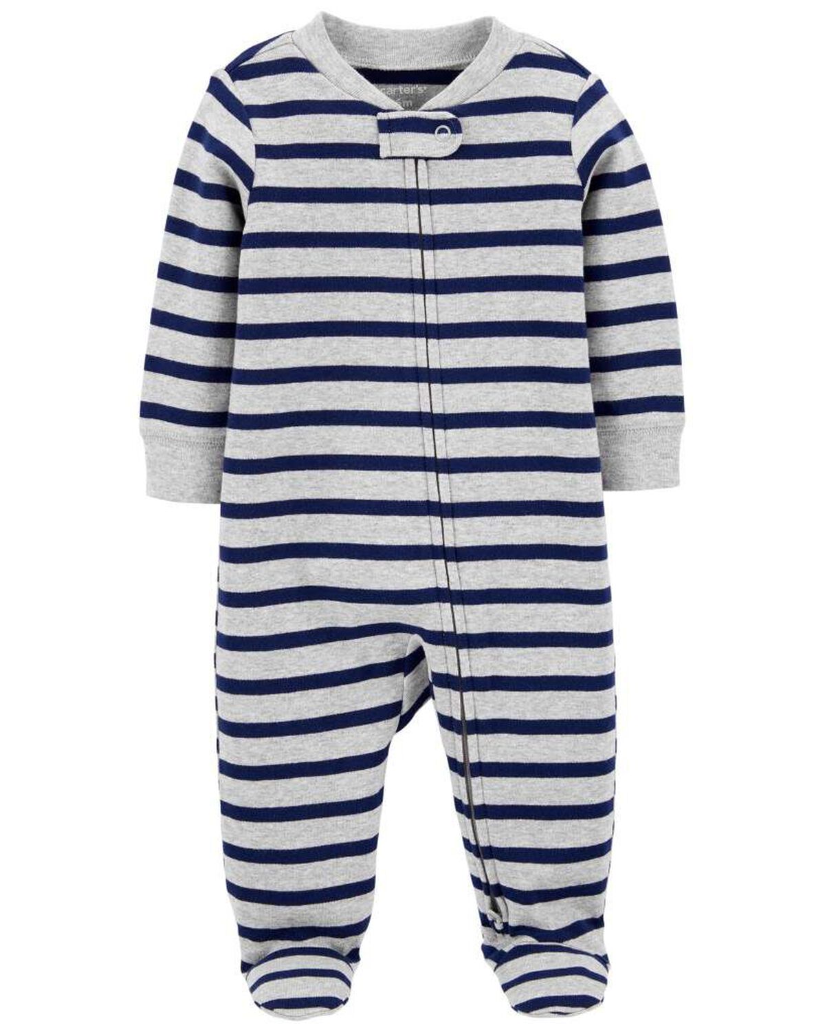 Navy Baby 1Piece Navy Striped Sleep & Play Pajamas