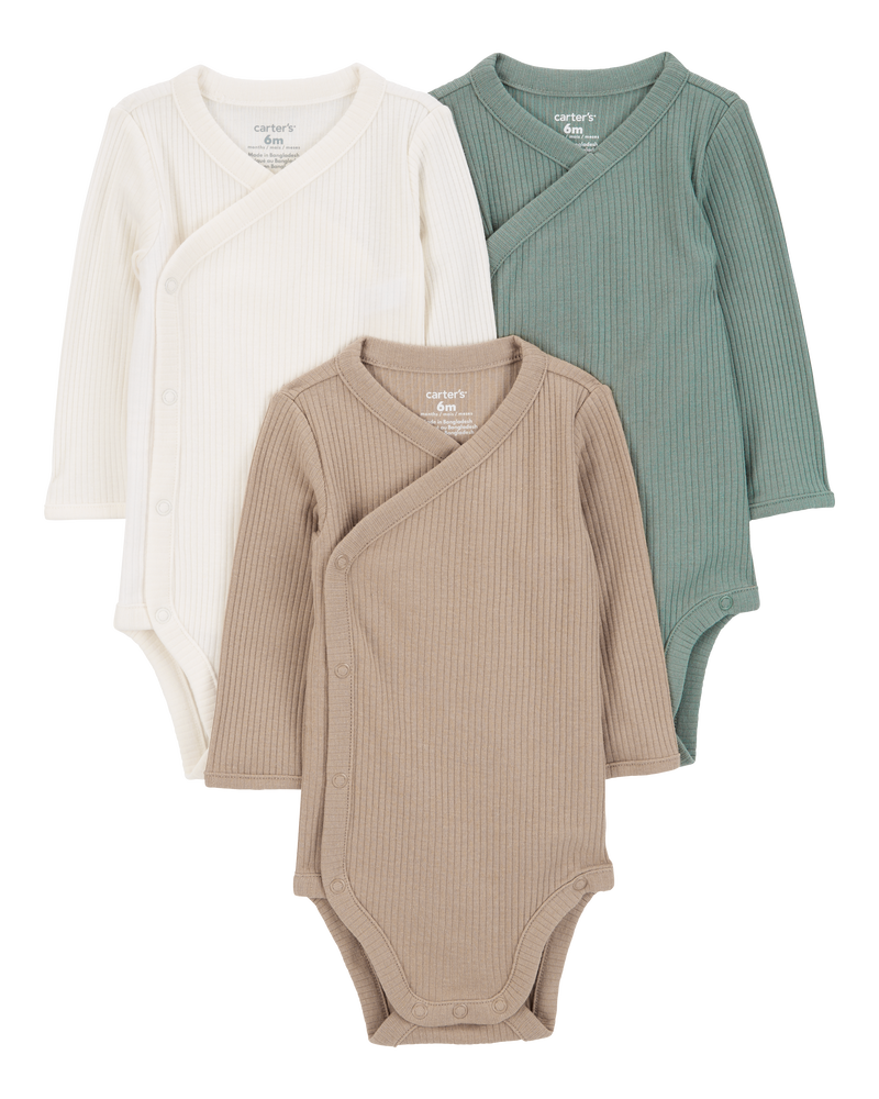 Baby 3-Pack Side-Snap Bodysuits, image 1 of 8 slides