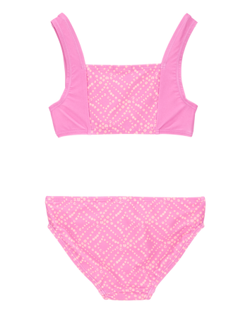 Kid 3-Piece Geometric Rashguard Swimsuit Set - Pink, 
