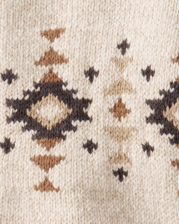 Toddler Boy Aztec Zip-Up Sweater - Ivory, 