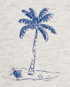 Toddler  2-Piece Beach Print Short Set - Grey, image 2 of 3 slides