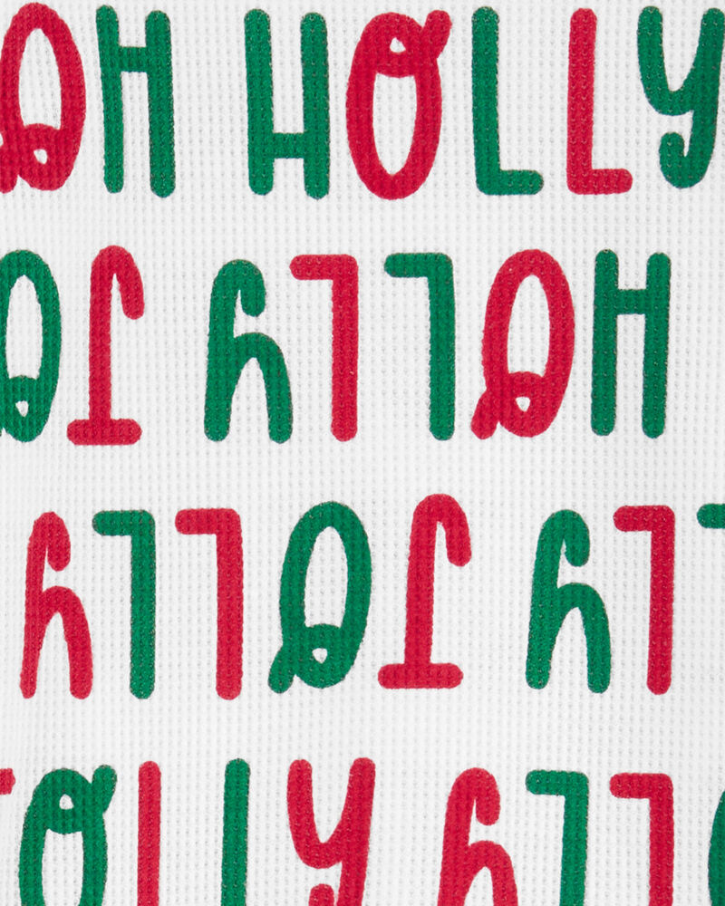 Toddler 2-Piece Christmas Holly Jolly Thermal Pajamas, image 2 of 3 slides