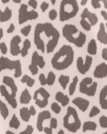 Girls Leopard Print Fleece Long-Sleeve Snug Fit 1-Piece Pajamas, 