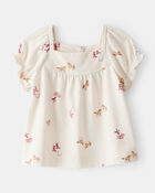 Baby Girl Cowgirl Print Short-Sleeve Top - Cream, image 1 of 4 slides