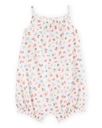 Baby Girl Floral Cotton Romper, 