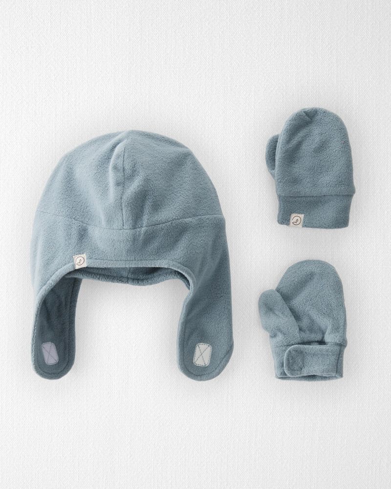 Toddler 
2-Pack Recycled Fleece Hat and Mittens Set

, image 1 of 3 slides