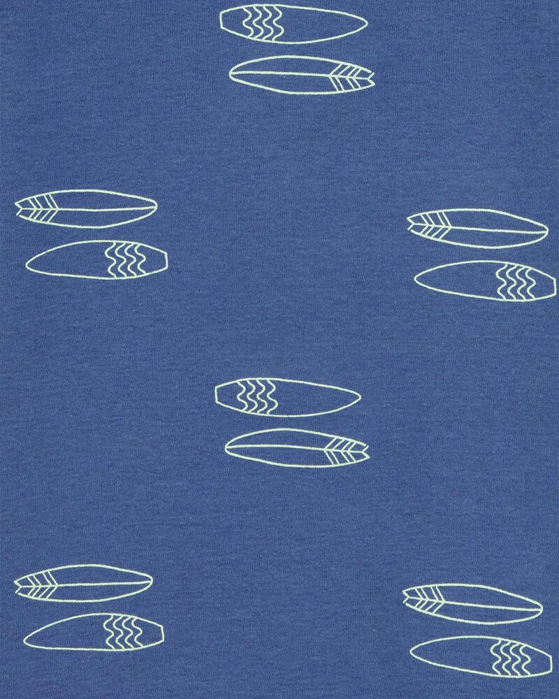 Kid 4-Piece Shark Surfboard 100% Snug Fit Cotton Pajamas - Blue, image 2 of 4 slides