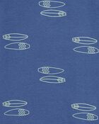 Kid 4-Piece Shark Surfboard 100% Snug Fit Cotton Pajamas - Blue, image 2 of 4 slides