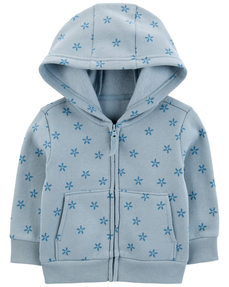 Baby Floral Zip-Up Fleece Hoodie, image 1 of 3 slides