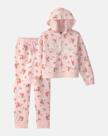 Girls 2-Piece Floral OshKosh Logo Layering Set - Pink, 