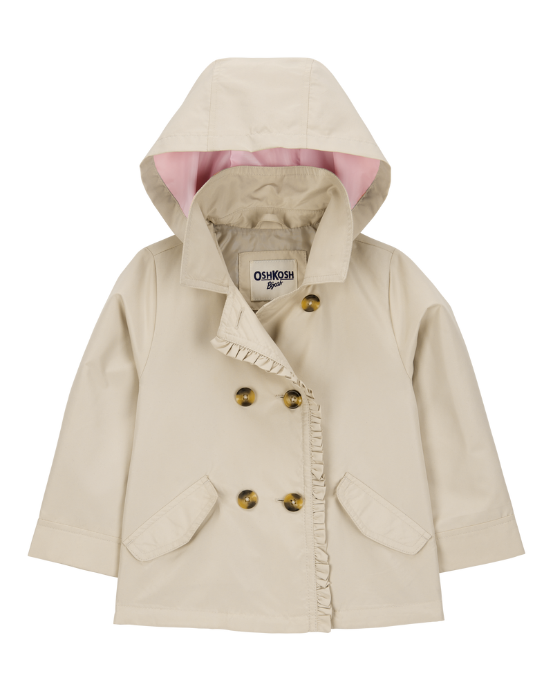 Toddler Ruffle Trench Coat - Khaki, image 5 of 5 slides