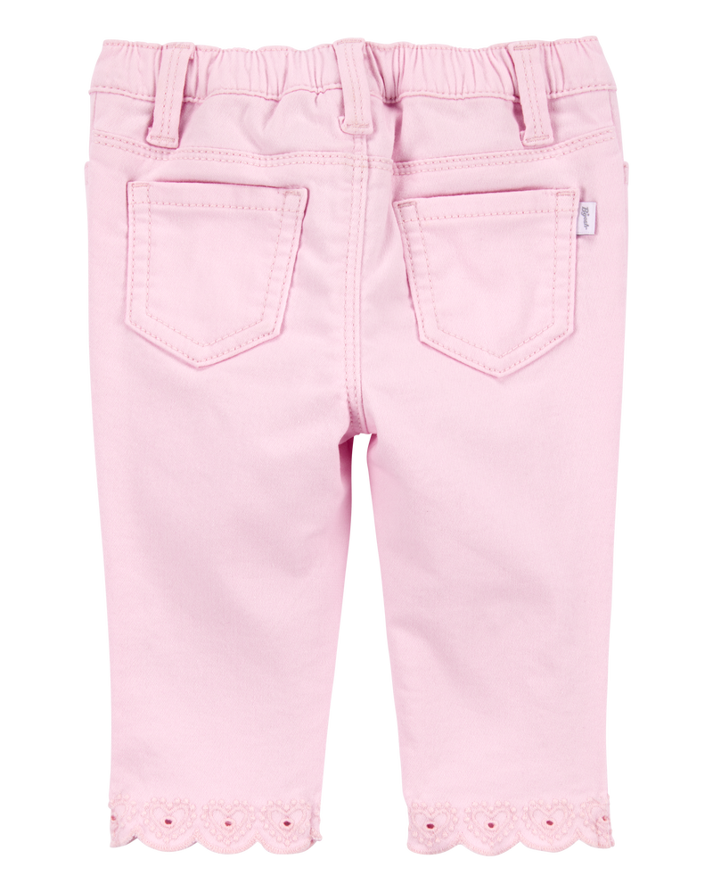 Baby Woven Embroidered Hem Pants - Pink, image 2 of 5 slides