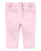 Baby Woven Embroidered Hem Pants - Pink, image 2 of 5 slides