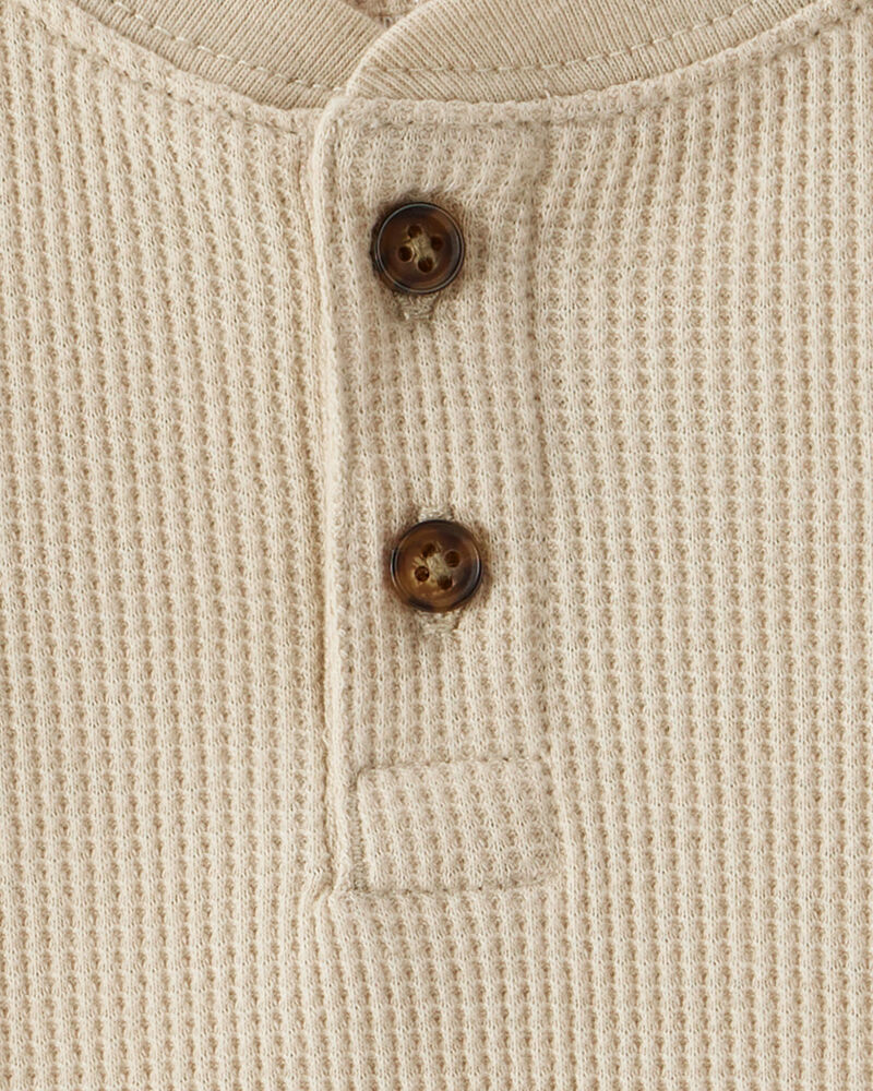Baby Boy Long-Sleeve Henley Shirt - Tan, image 2 of 3 slides