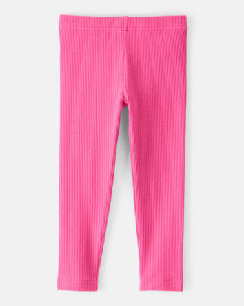 Toddler Girl Cotton Solid Stretch Leggings - Pink, 