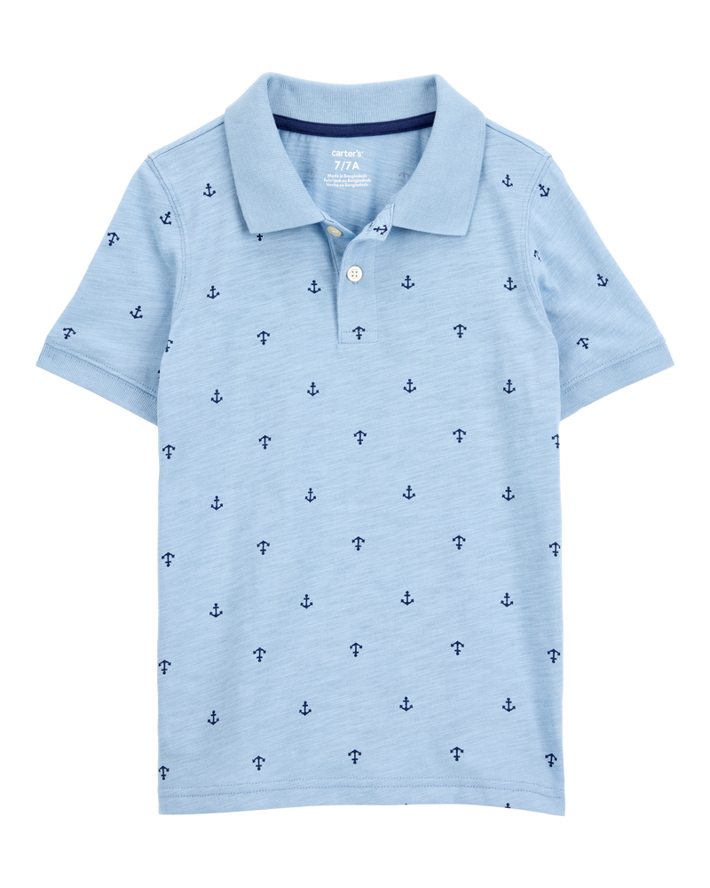 Kid Anchor Polo Shirt -Blue, image 1 of 3 slides