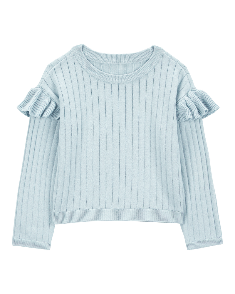 Baby Ribbed Long-Sleeve Sweater - Blue, image 1 of 3 slides