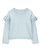 Baby Ribbed Long-Sleeve Sweater - Blue, image 1 of 3 slides