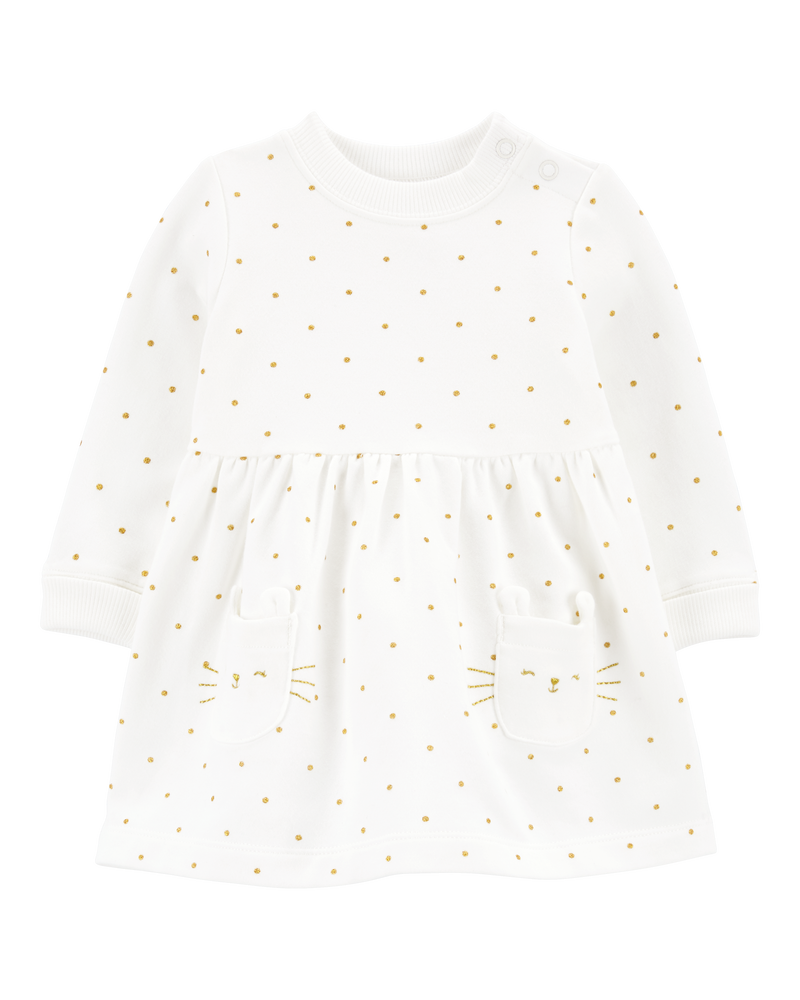 Baby Polka Dot Fleece Dress, image 1 of 5 slides