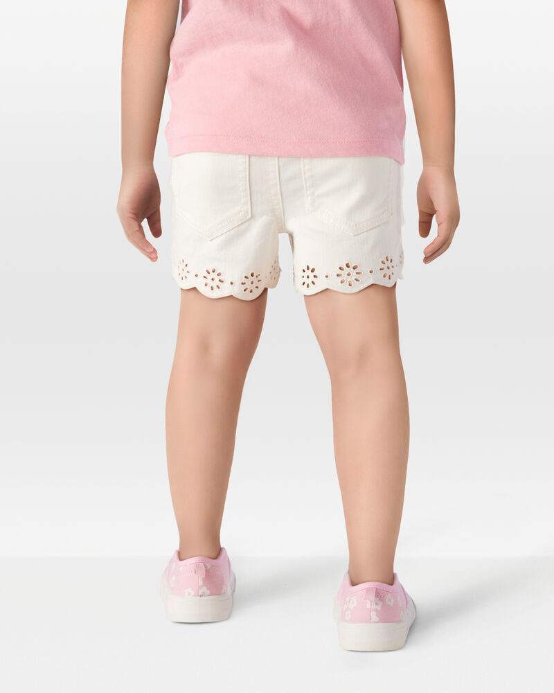 Toddler Iconic Eyelet Short - Cream, image 3 of 7 slides