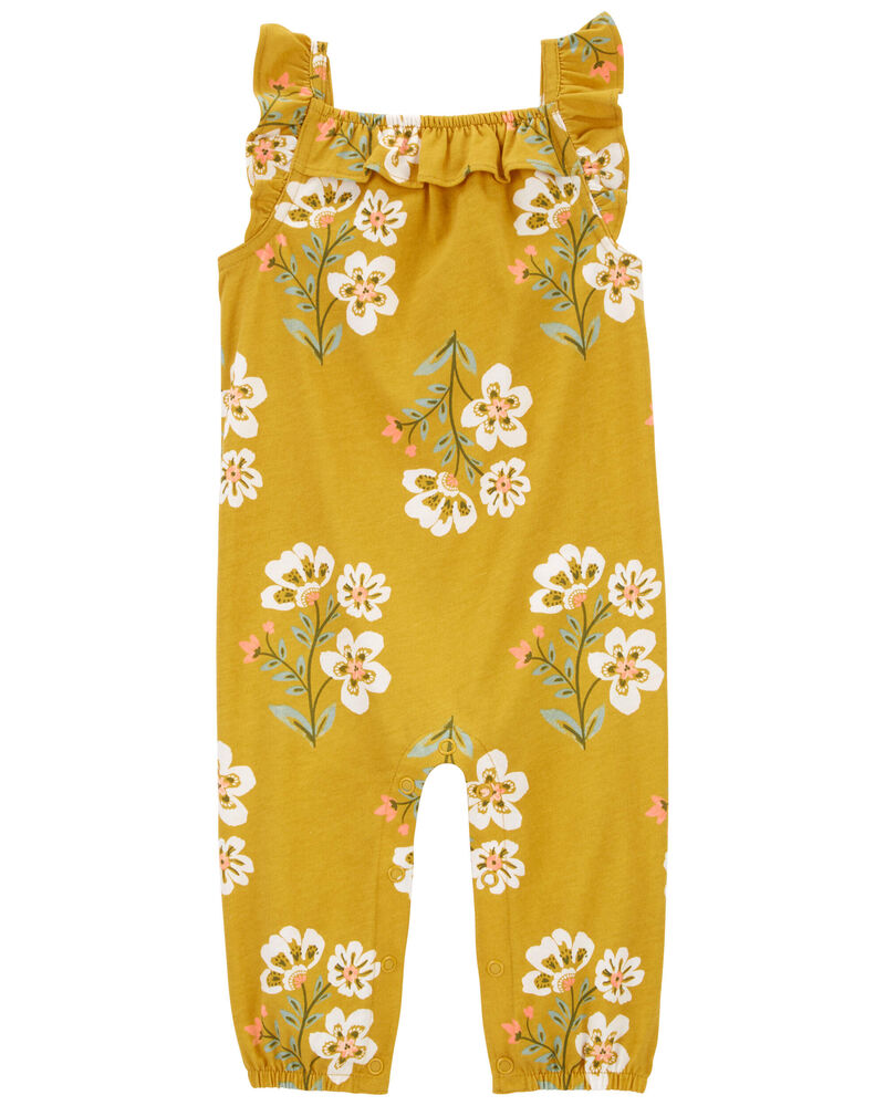Baby Floral Cotton Jumpsuit, image 1 of 3 slides