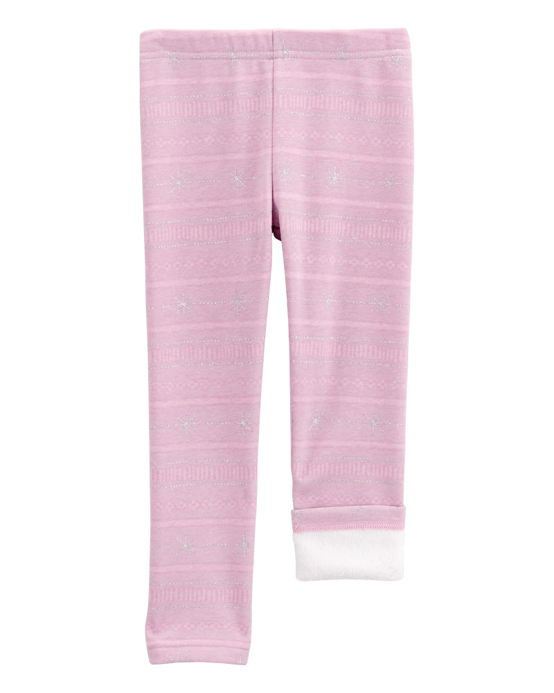 Toddler Girl Glitter Snowflake Cozy Fleece Leggings, image 5 of 7 slides