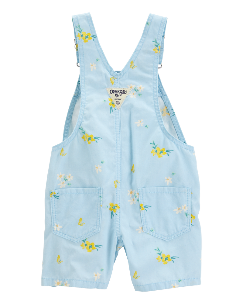 Toddler Girl Floral Shortalls - Blue, image 2 of 4 slides