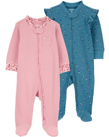 Baby 2-Pack 2-Way Zip Thermal Textured Sleep & Play Pajamas, 