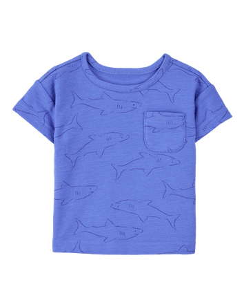 Baby 2-Piece Shark Pocket Tee & Pull-On Slub Jersey Shorts Set - Blue, 