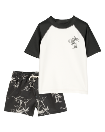 Toddler 2-Piece Palm Tree Rashguard & Trunks Set
, 