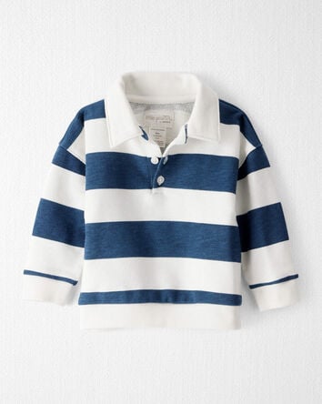 Baby Boy Organic Cotton Henley Top in Stripes, 