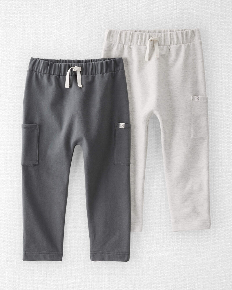 Toddler 2-Pack Organic Cotton Pants in Gravel Grey & Heather Grey, image 1 of 3 slides