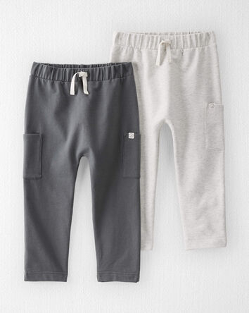 Toddler 2-Pack Organic Cotton Pants in Gravel Grey & Heather Grey, 