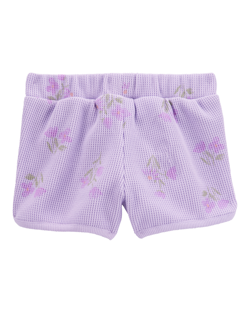 Toddler Floral Waffle Knit Shorts - Purple, image 4 of 6 slides