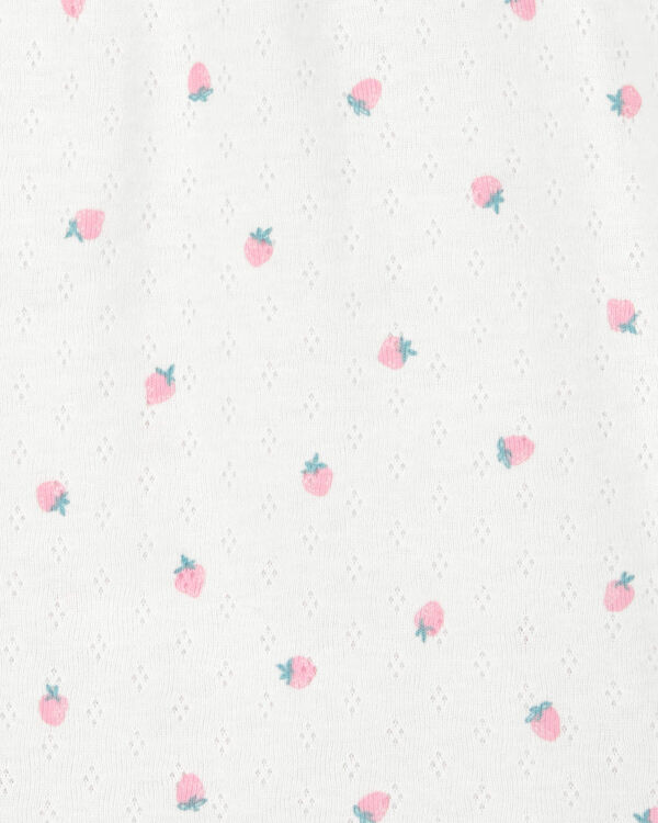 Toddler Strawberry Print Pointelle Top