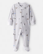 Baby Penguin Print Cotton Long-Sleeve Sleep & Play - Grey, image 1 of 4 slides