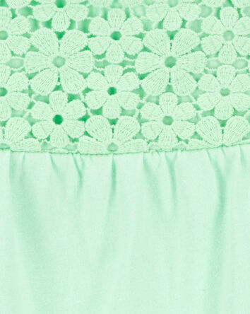 Baby 2-Piece Crochet Sleeveless Top & Floral Poplin Shorts Set

, 