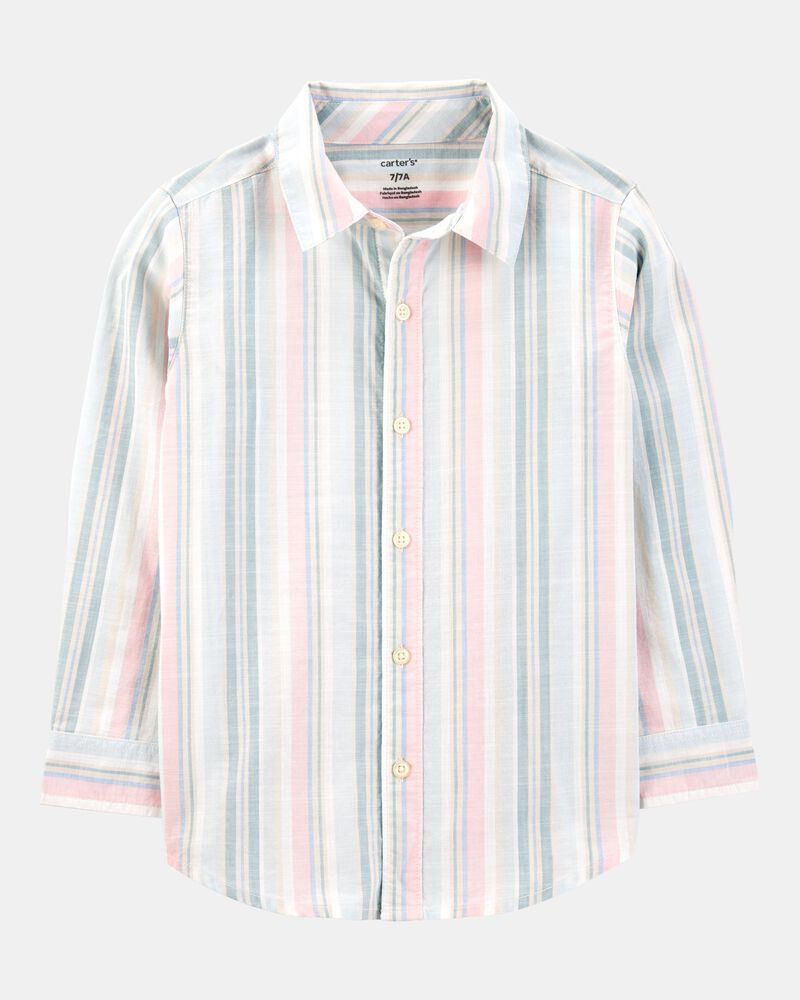 Kid Striped Woven Long-Sleeve Button-Down Shirt, image 1 of 3 slides