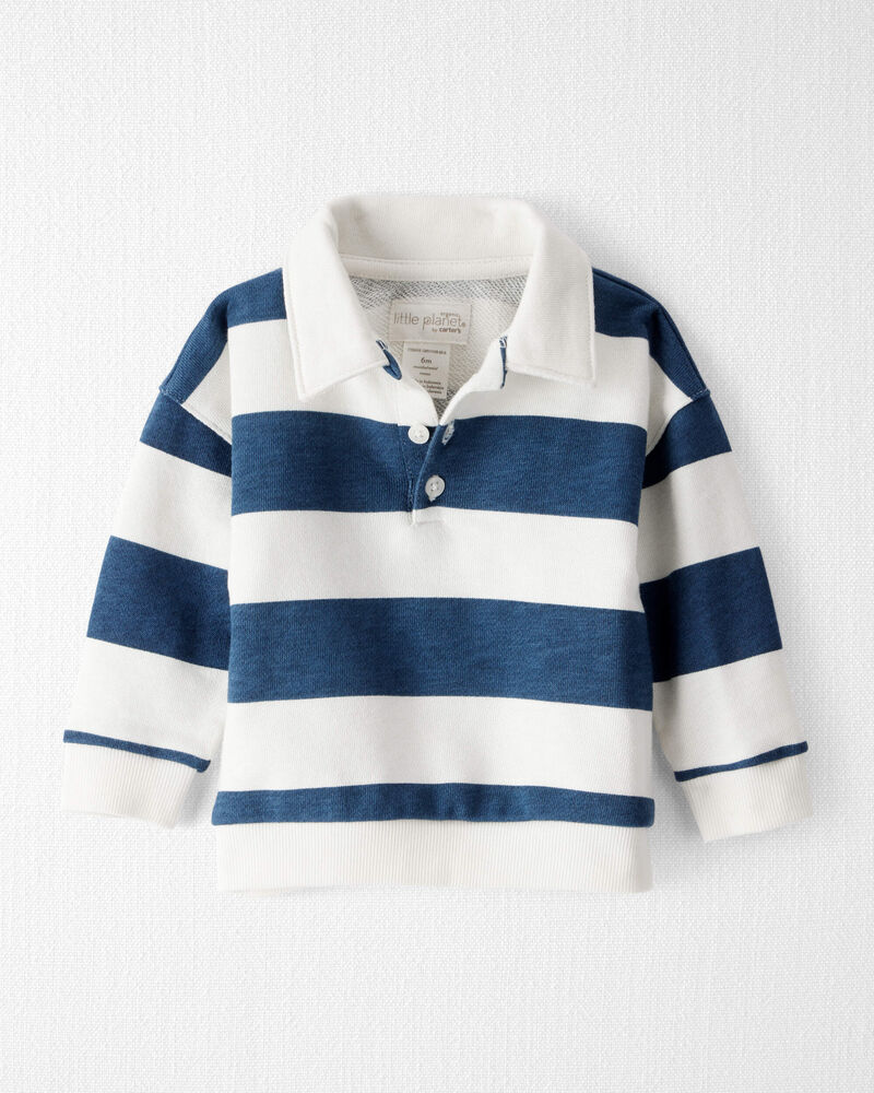 Baby Boy Organic Cotton Henley Top in Stripes, image 1 of 5 slides