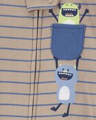 Baby Boy 1-Piece Monster Print 100% Snug Fit Cotton Footie Pajamas, image 2 of 4 slides