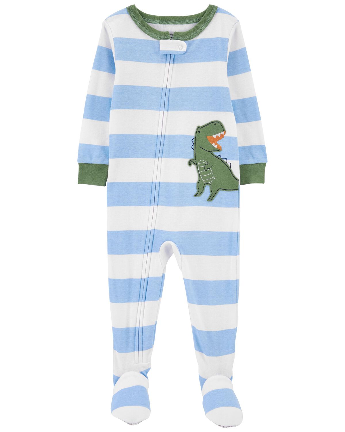 Blue/White Baby 1Piece Dinosaur 100 Snug Fit Cotton Footie Pajamas