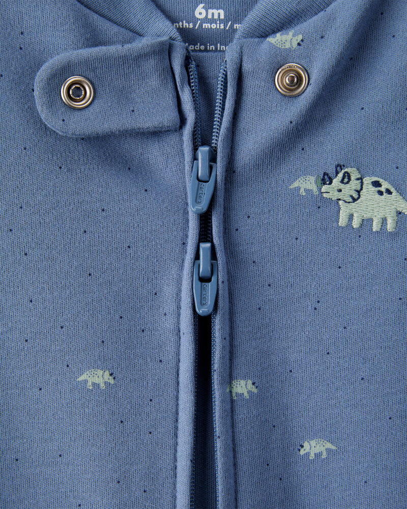 Baby Boy Rhino Print 100% Cotton Long-Sleeve Sleep & Play - Navy Blue, image 3 of 5 slides