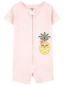 Pink - Toddler 1-Piece Pineapple 100% Snug Fit Cotton Romper Pajamas