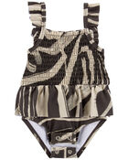 Baby 2-Piece Zebra 1-Piece Swimsuit & Cover-Up Set, image 2 of 4 slides